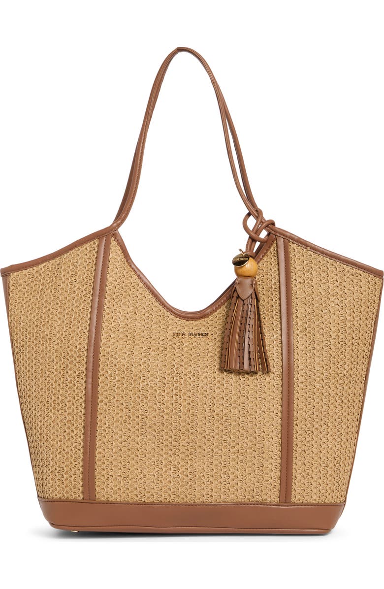 Steve Madden Belliot Tote, Main, color, Natural Raffia /Natural Pebble