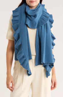 Ruffle Trim Cashmere Wrap Scarf