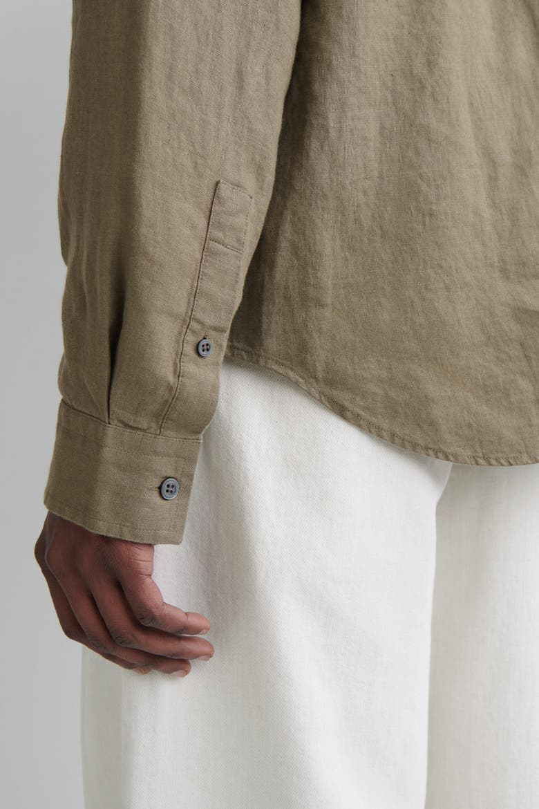 Relaxed Linen Shirt, Alternate, color, DARK GREEN
