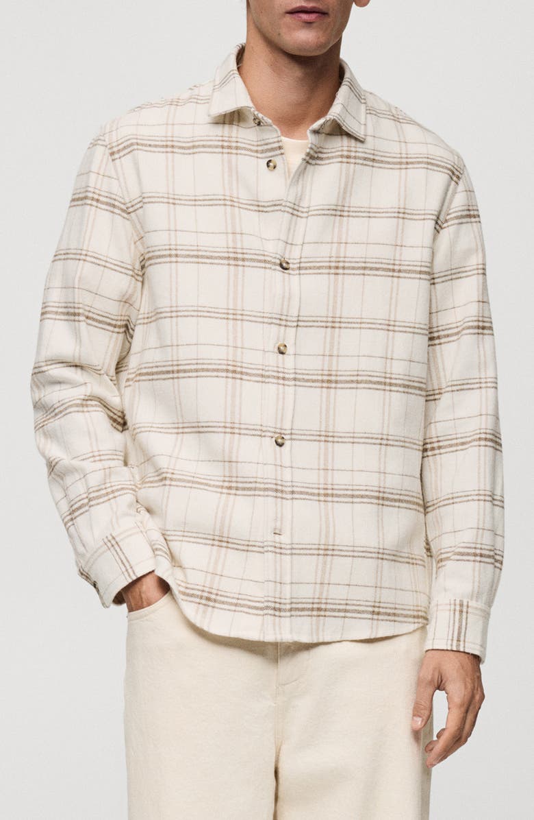 MANGO Check Cotton Flannel Overshirt, Main, color, 