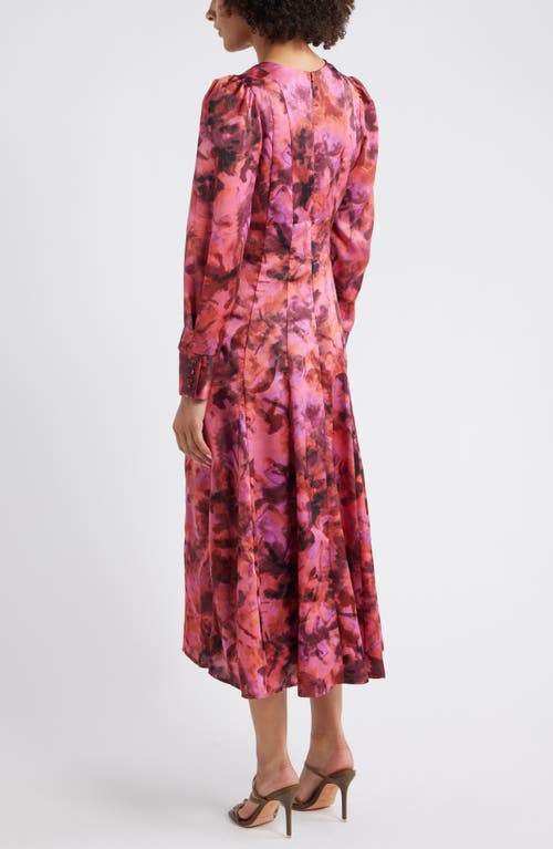 Chelsea28 Long Sleeve Satin Midi Dress In Pink