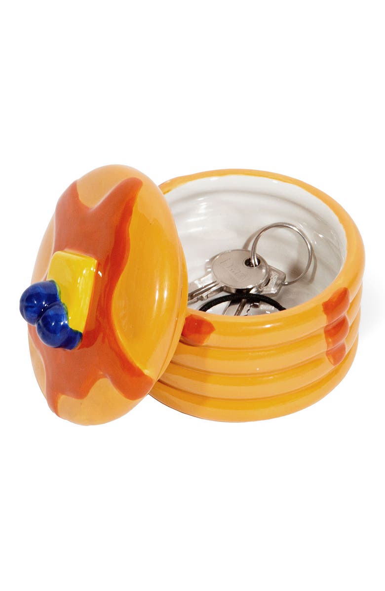 doiy Good Morning Collection Pancake Ceramic Storage Box, Alternate, color, Brown