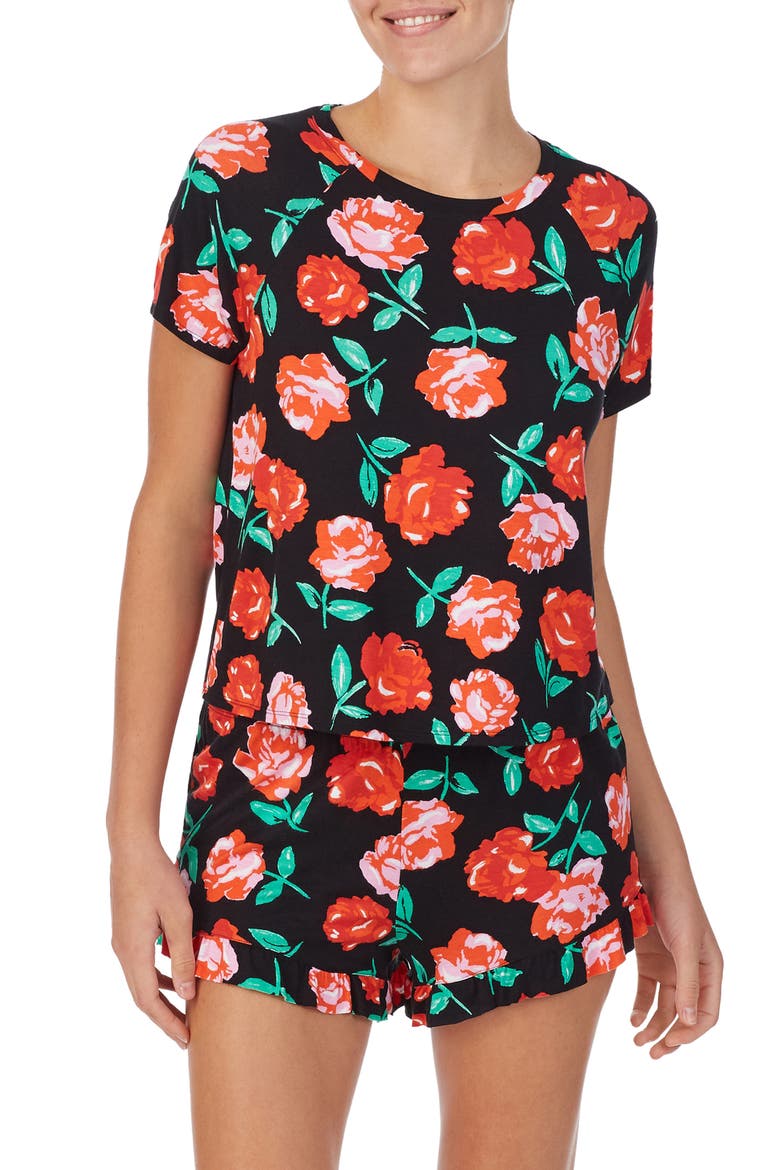 Short Pajamas, Main, color, BLACK/ RED FLOWER