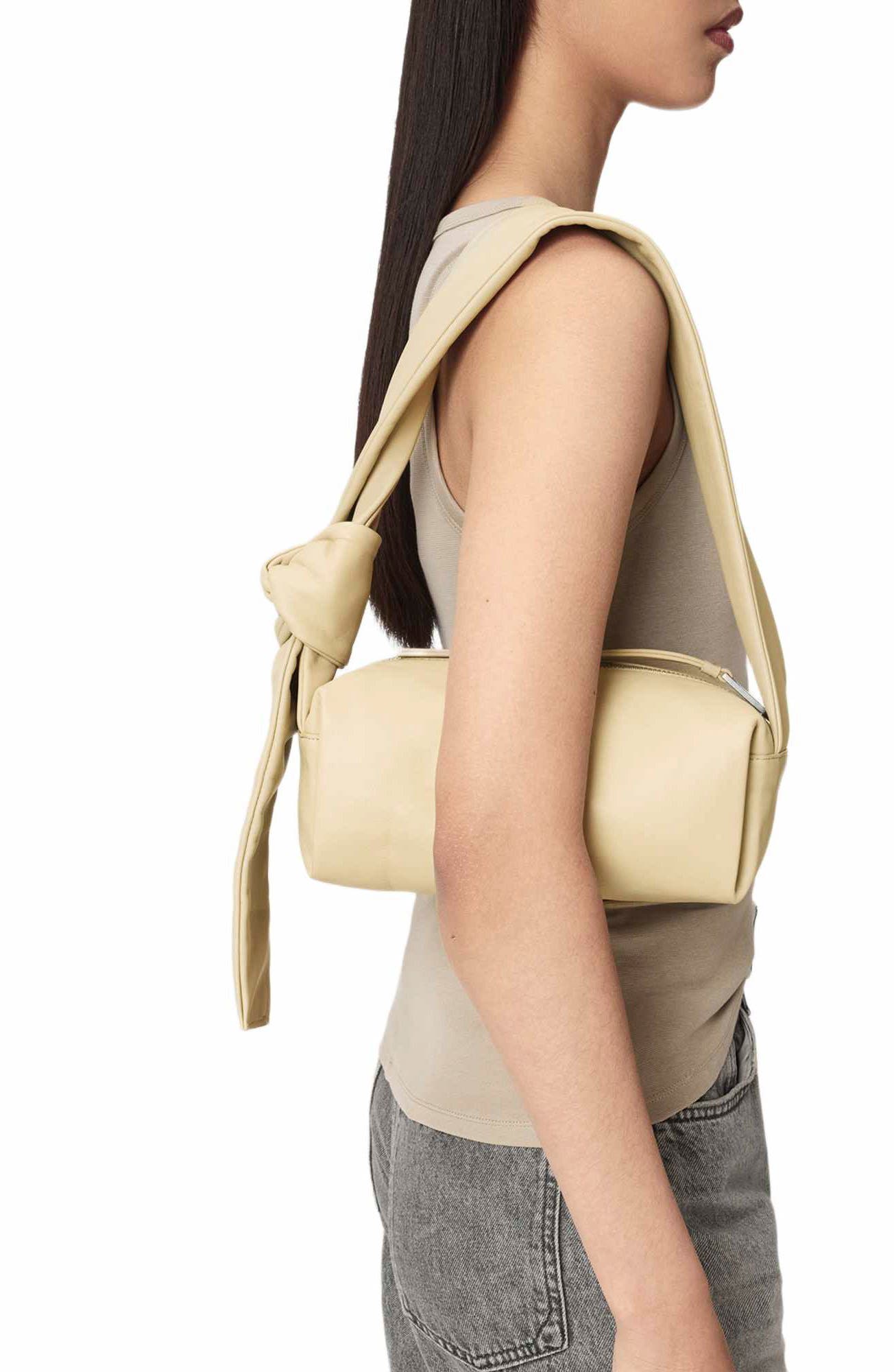 Effie Knot Leather Shoulder Bag, Alternate, color, BONE WHITE