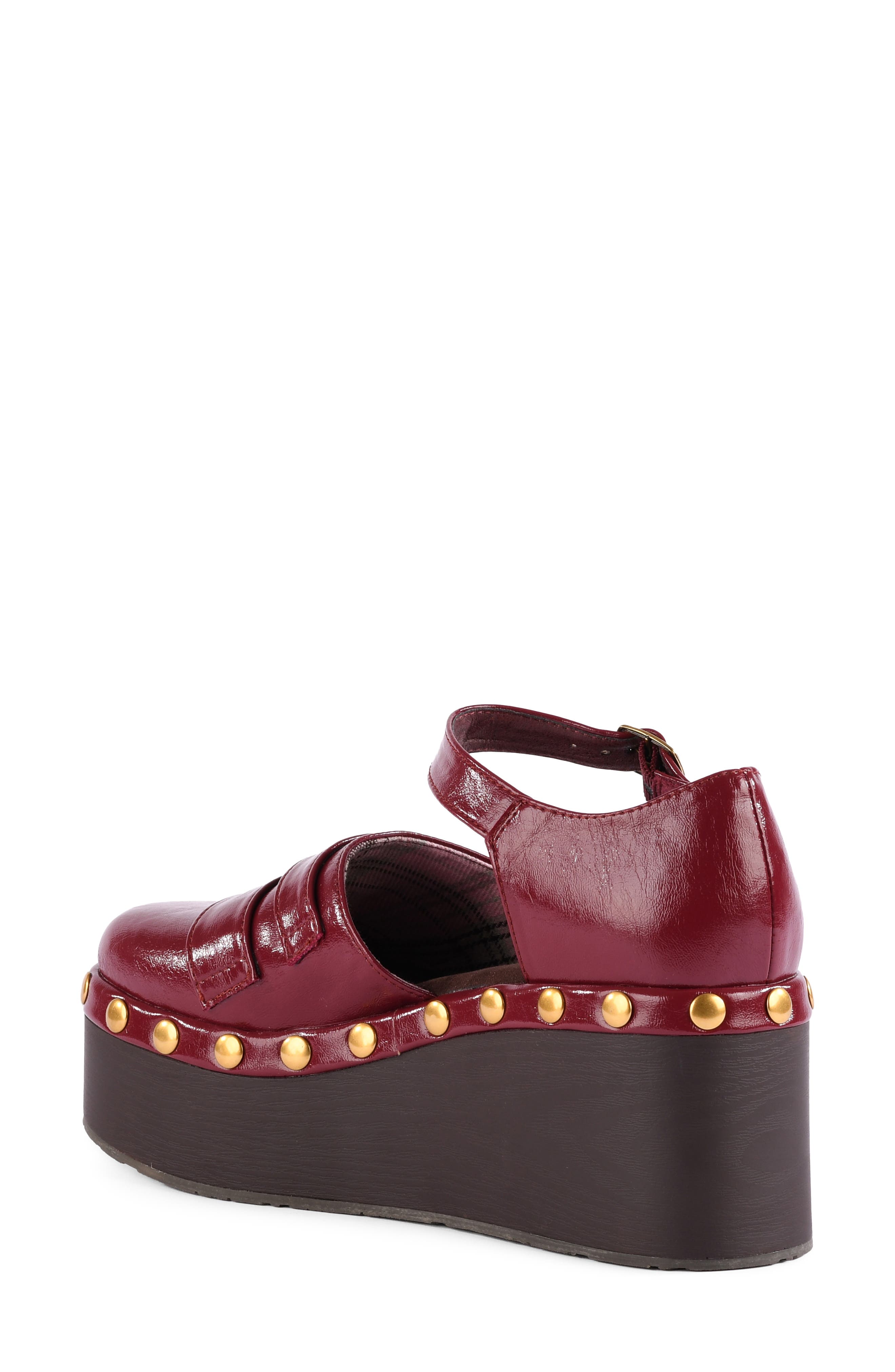 Story of My Life Faux Leather Flatform Sandal, Alternate, color, BURGUNDY