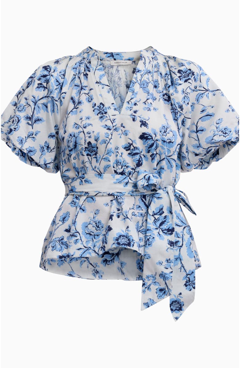 Rebecca Taylor Emelia Printed Blouse, Alternate, color, Alaskan Blue Multi