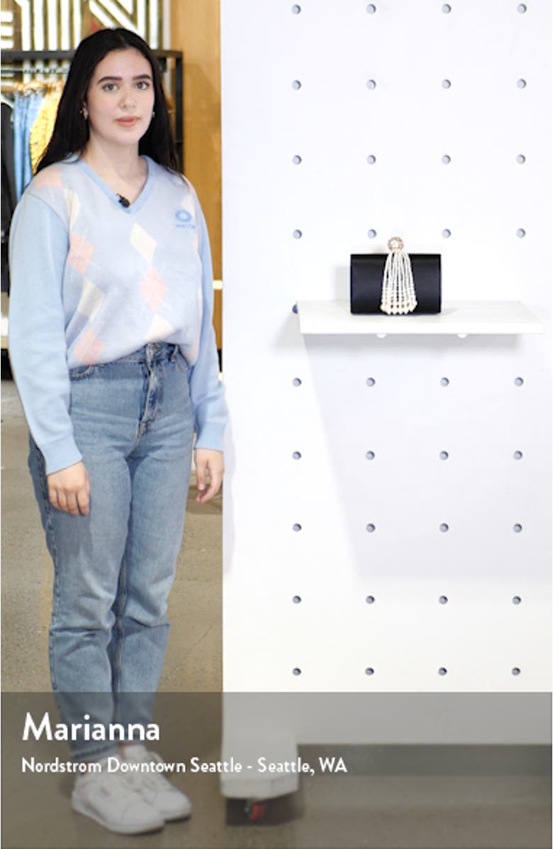 Imitation Pearl Fringe Satin Minaudière, sales video thumbnail