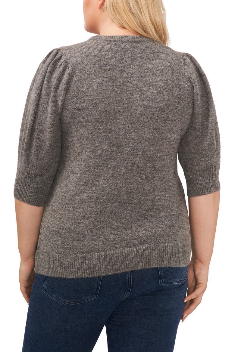 Crystal Bow Puff Sleeve Sweater, Alternate, color, SMOKE GREY
