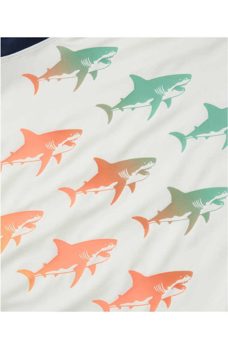 Lands' End Boys Short Sleeve UPF 50 Sun Protection Rash Guard, Alternate, color, Beach Glass Sharks