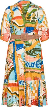 City Chic Wild Soul Belted Cotton Shirtdress