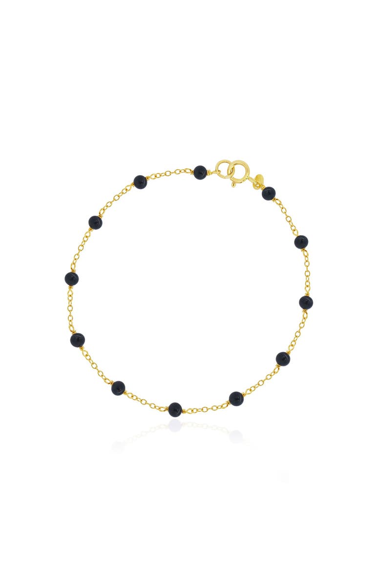 The Lovery Fine Jewelry Onyx Bead Chain Bracelet, Main, color, Onyx