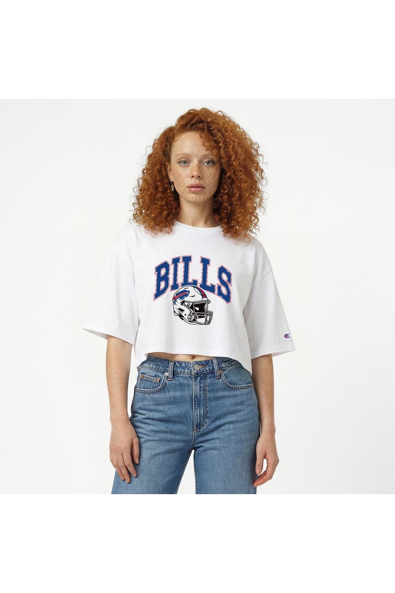 Women's Champion  White Buffalo Bills Boyfriend Cropped T-Shirt, Main, color, White