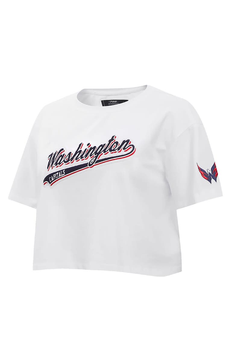 PRO STANDARD Women's Pro Standard White Washington Capitals Boxy Script Tail Cropped T-Shirt, Alternate, color, White