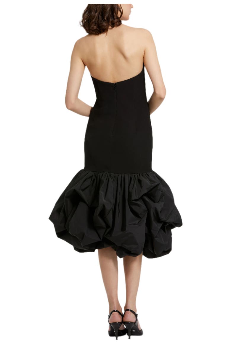 Mac Duggal Women's Crepe Strapless Midi Dress With Taffeta Bubble Hem, Alternate, color, Black