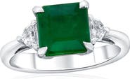 SOUZANA by Suzy Levian 14K White Gold 2.77ct Emerald & 0.20cttw Diamond Ring