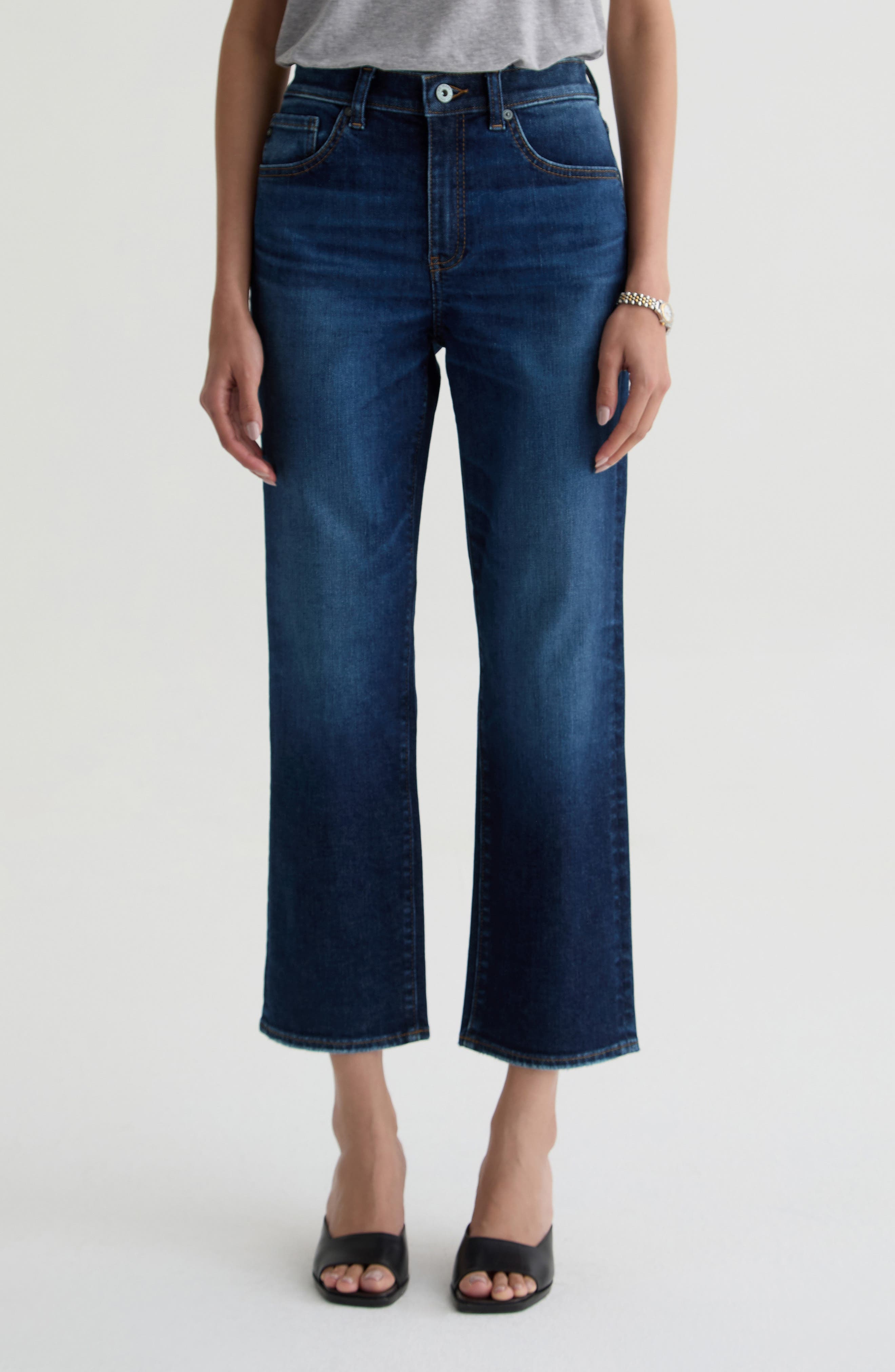 Brinley Mid Rise Crop Straight Leg Jeans