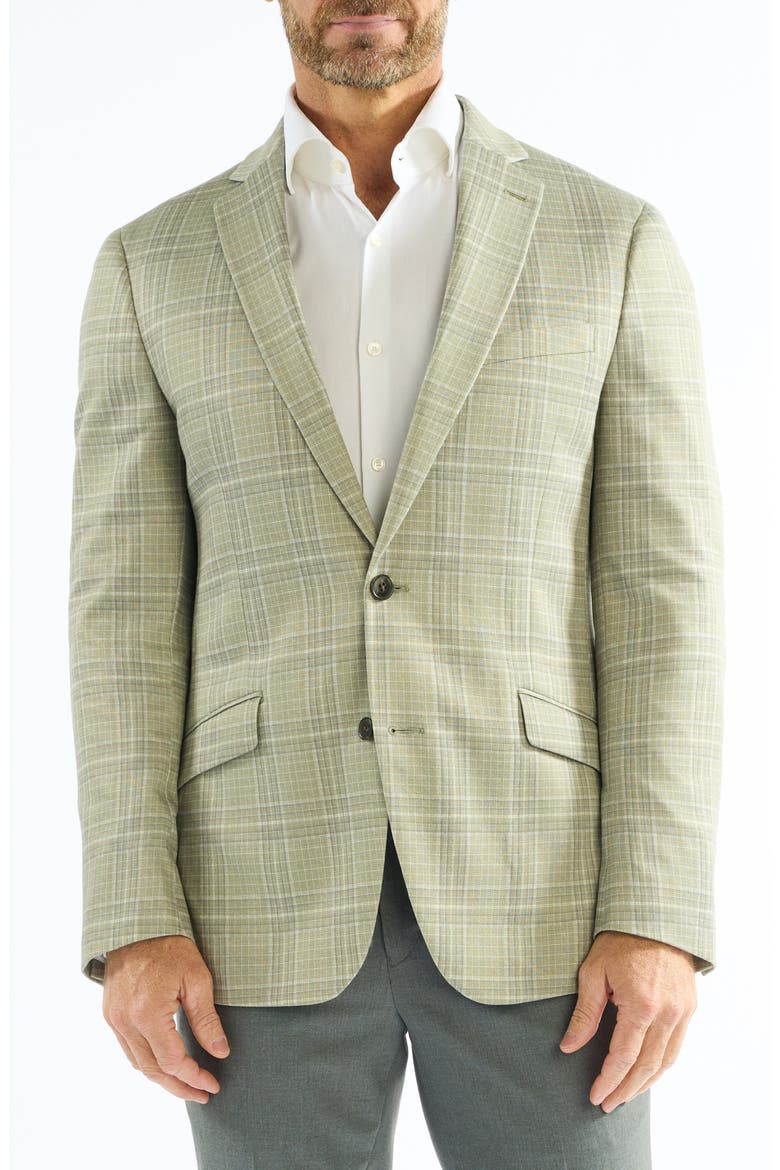 Plaid Knit Sport Coat, Main, color, MOSS