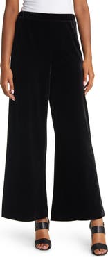 Ming Wang Pull-On Wide Leg Velvet Pants