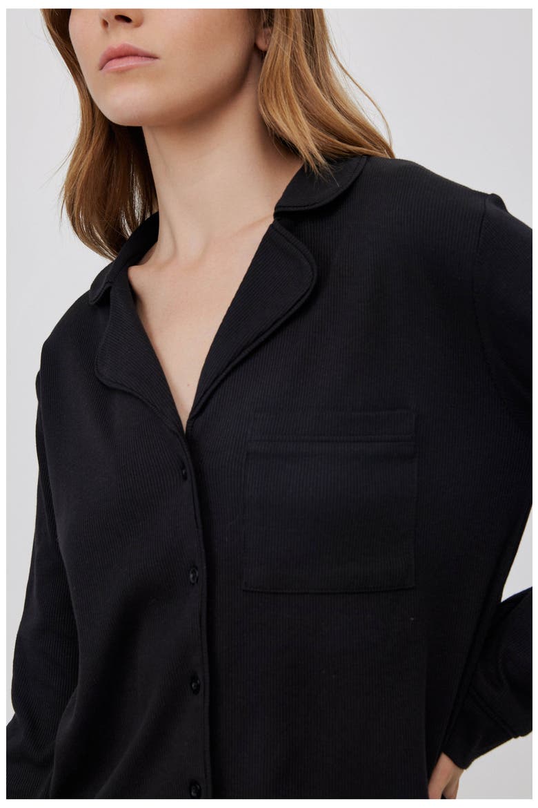 Sandy Days Button Up Loungewear Top, Alternate, color, Black