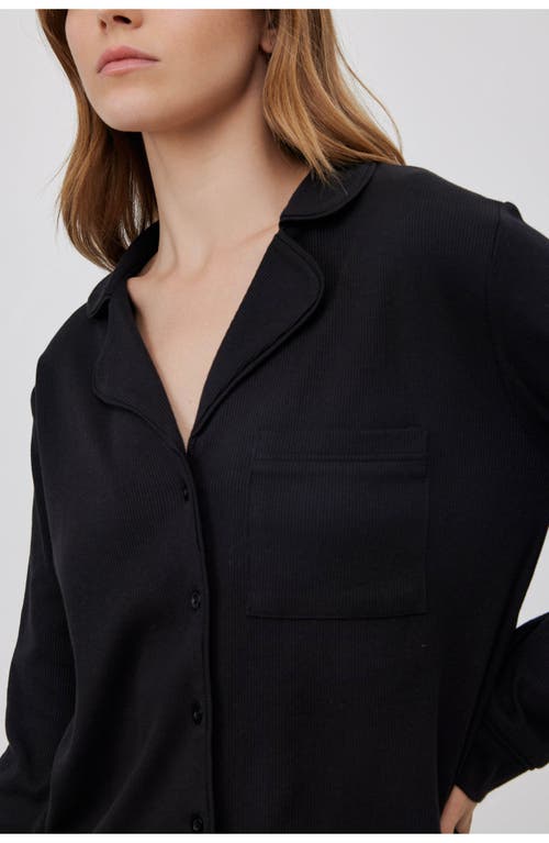 Gottex Beach Life Sandy Days Button Up Loungewear Top In Black