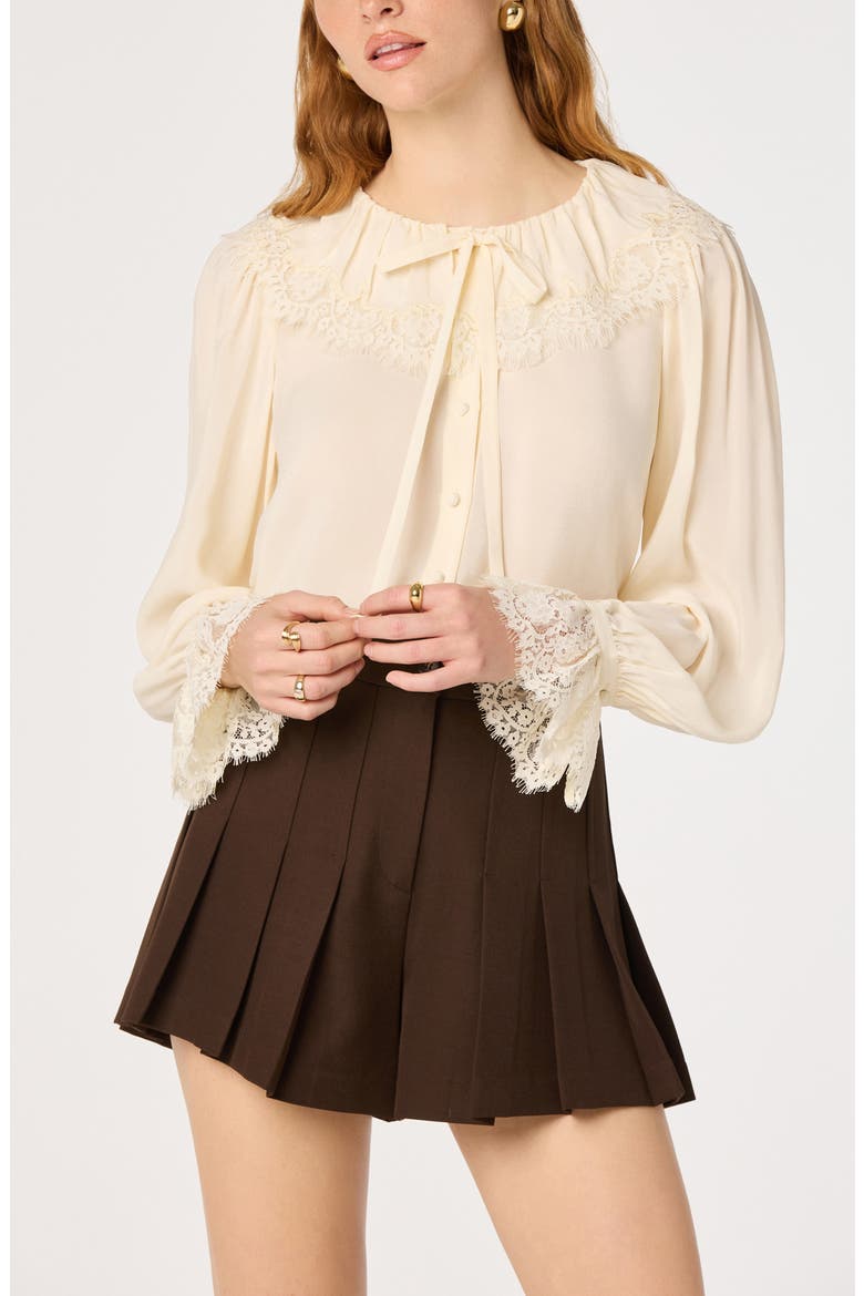 Emberly Lace Trim Top, Alternate, color, CREAM