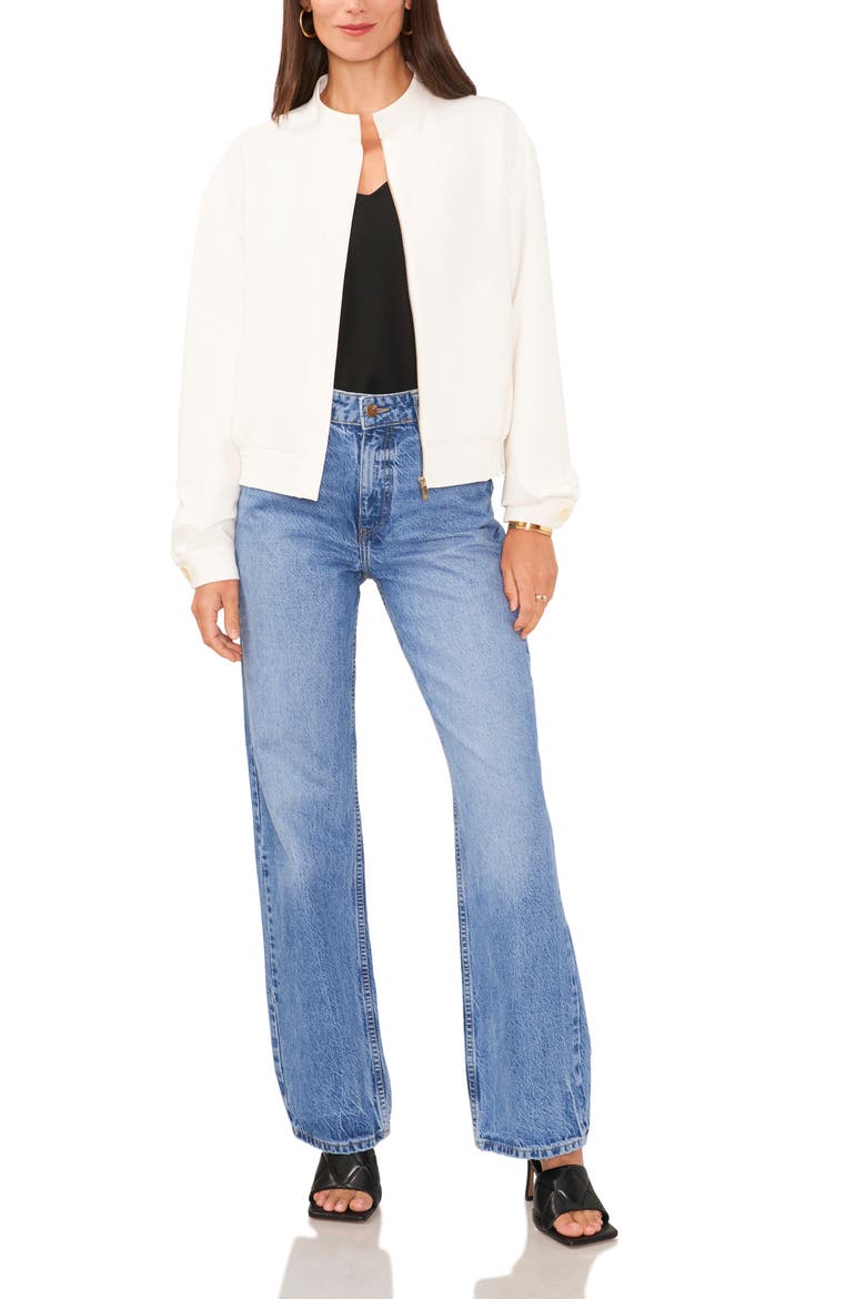 Water Resistant Oversize Bomber Jacket, Alternate, color, NEW IVORY