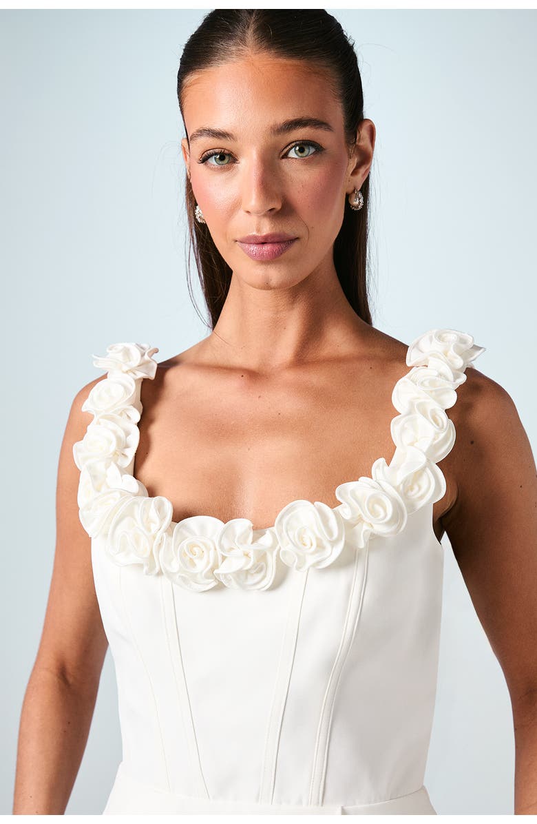 Coast Square Neck 3D Flower Bridal Mini Dress, Alternate, color, Ivory