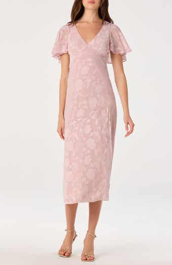 Floral Flutter Sleeve Cutout Back Midi Dress