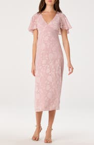ASTR the Label Floral Flutter Sleeve Cutout Back Midi Dress