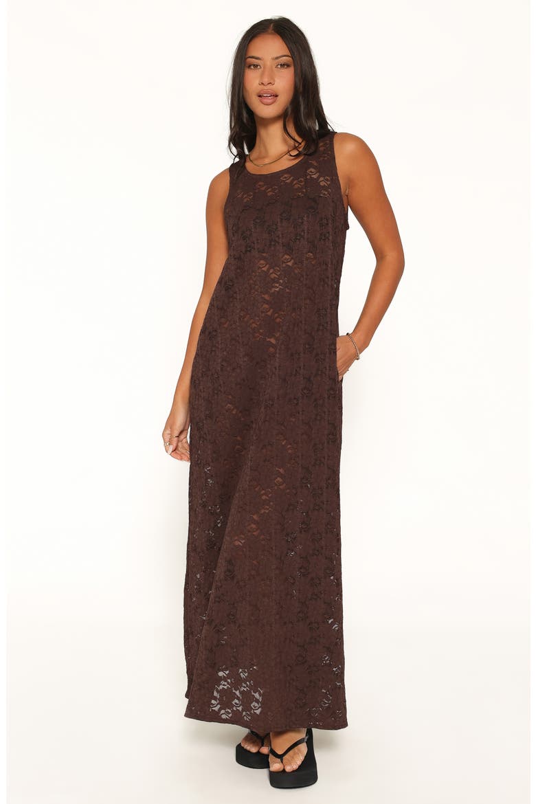 Jessy Lace Maxi Dress, Alternate, color, BROWN