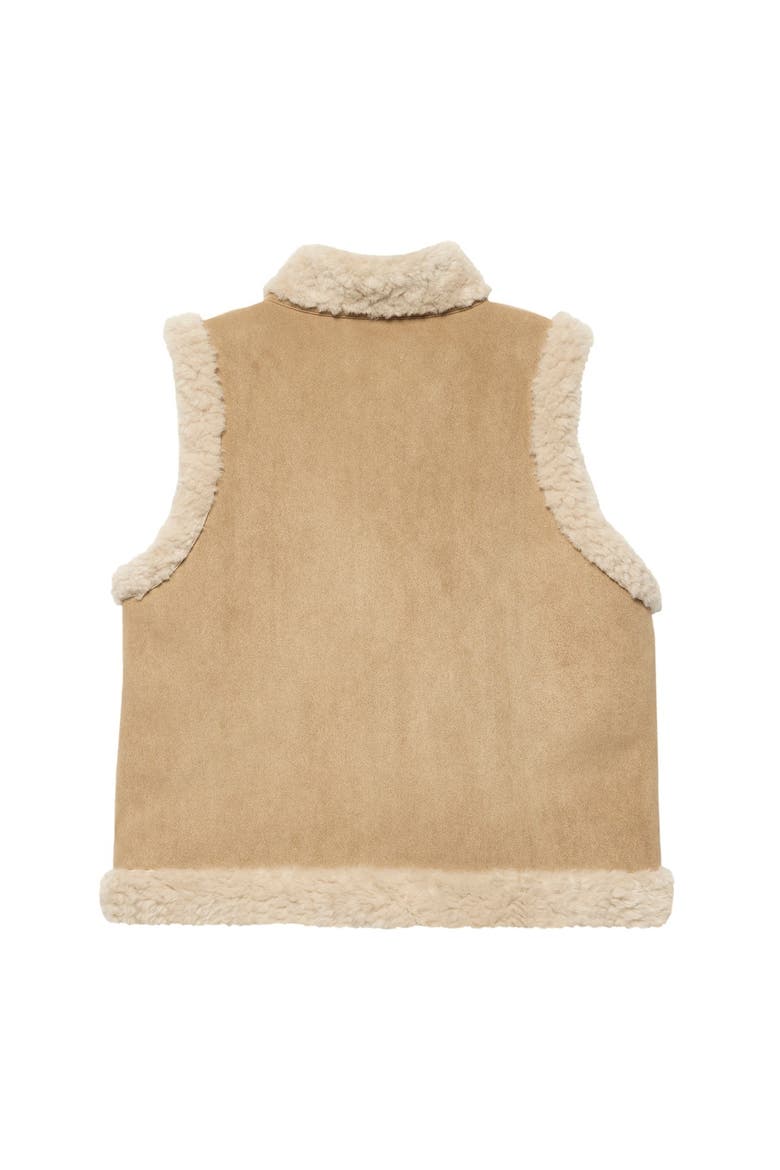 Suede Faux Fur Vest, Alternate, color, Camel