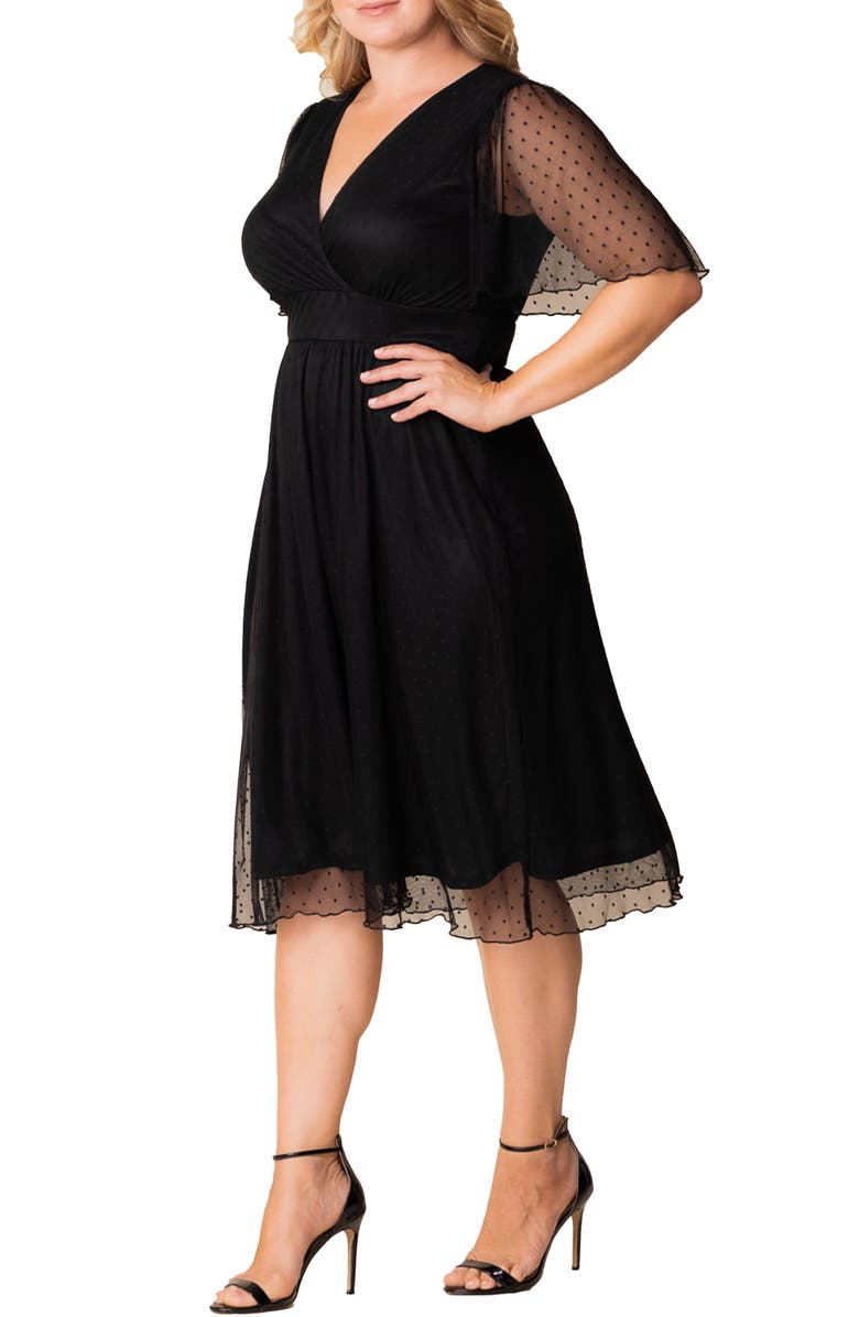 Kiyonna Margot Mesh Cocktail Dress, Alternate, color, Onyx