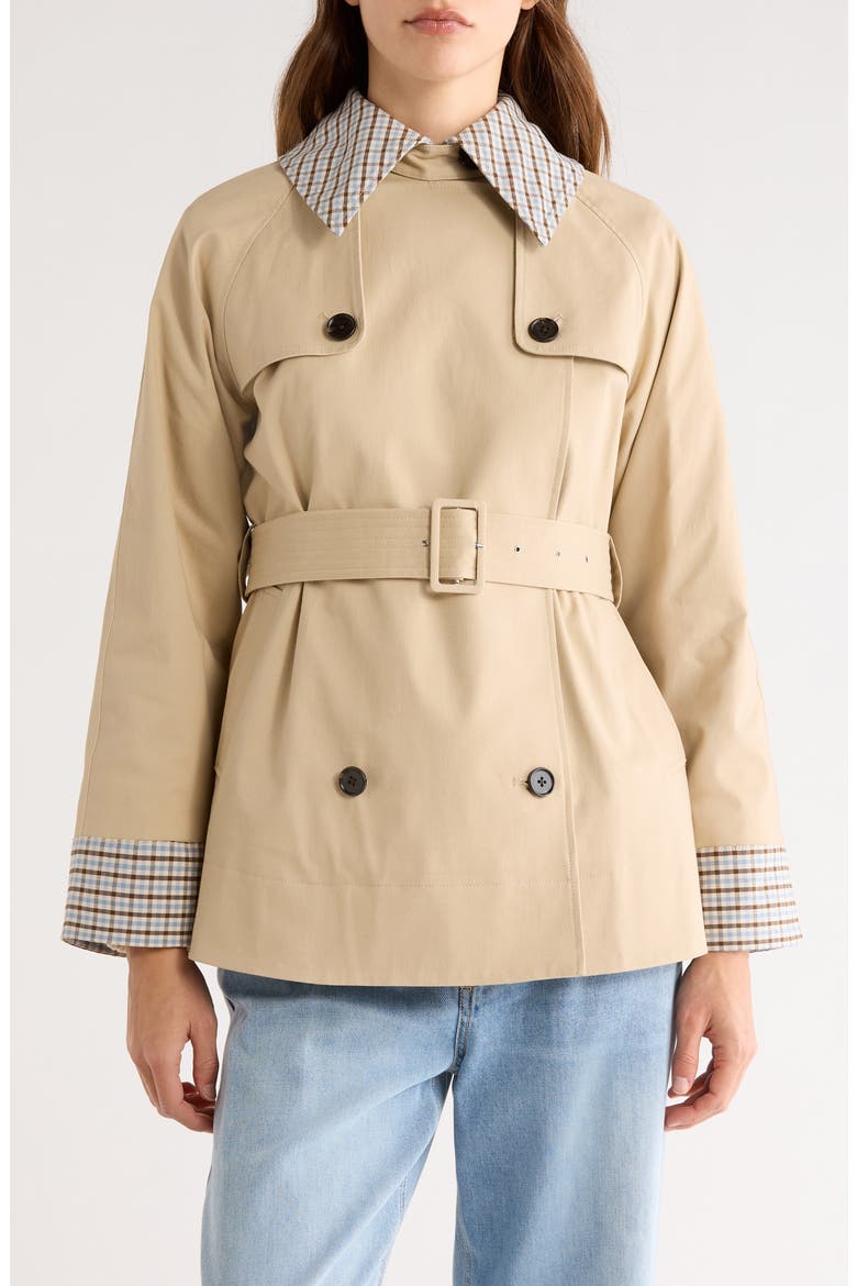 Lucien Belted Crop Trench Coat, Main, color, SAND