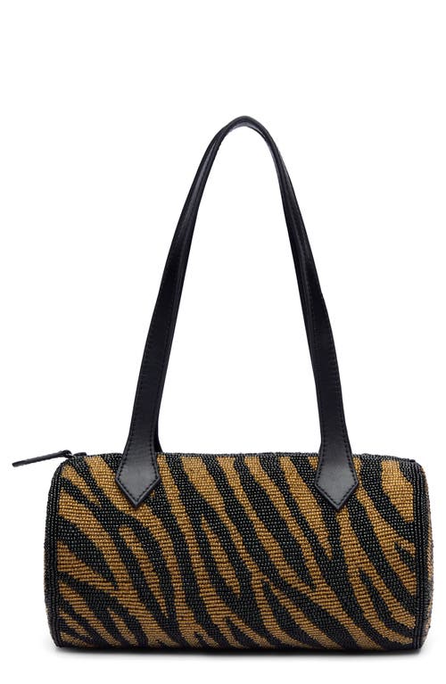 Reformation Aurora Beaded Baguette Shoulder Bag in Bronze Black Zebra Beaded at Nordstrom