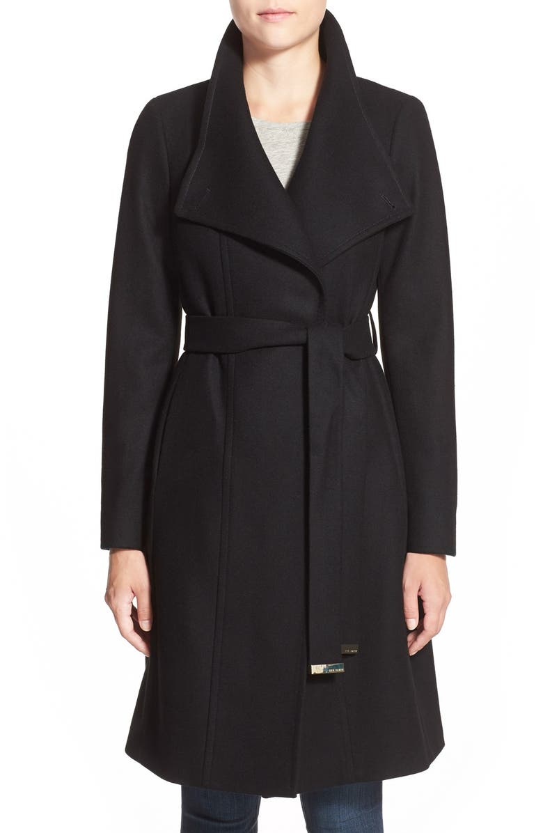 Ted Baker London 'Lorili' Funnel Neck Wool Blend Wrap Coat, Main, color,