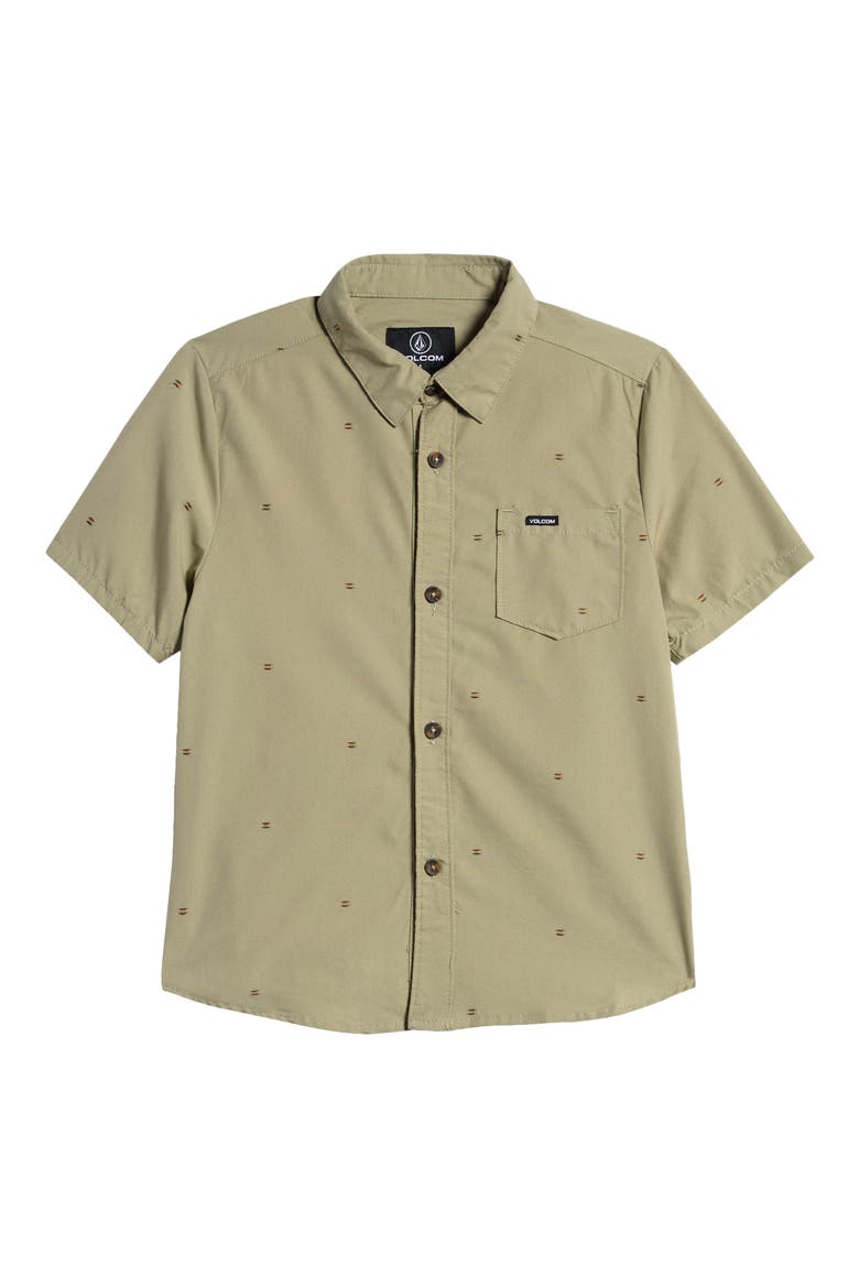 Kids' Bank Stone Short Sleeve Button-Up Shirt, Main, color, LIGHT OLIVE