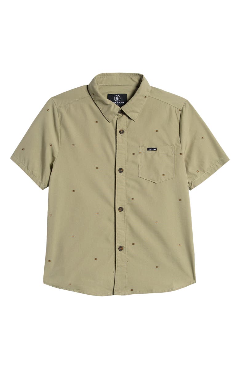 Volcom Kids' Bank Stone Short Sleeve Button-Up Shirt, Main, color,
