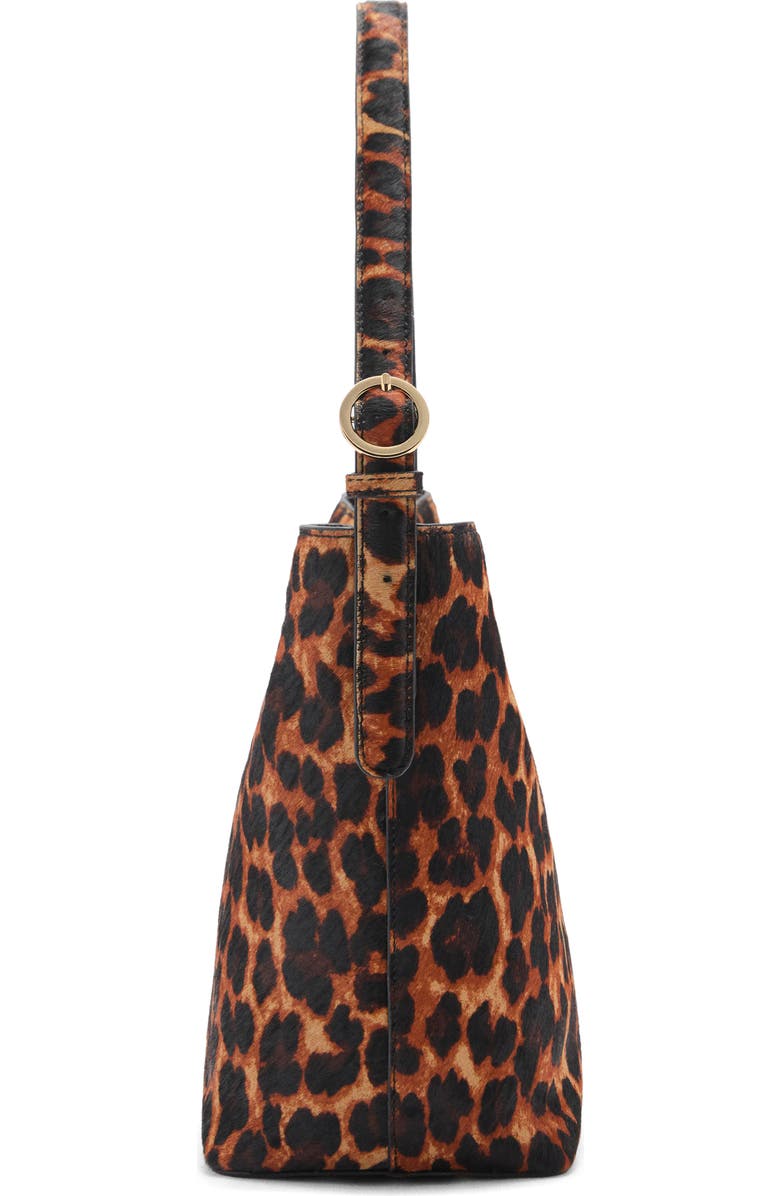 MANGO Leopard Print Genuine Calf Hair Shoulder Bag, Alternate, color,