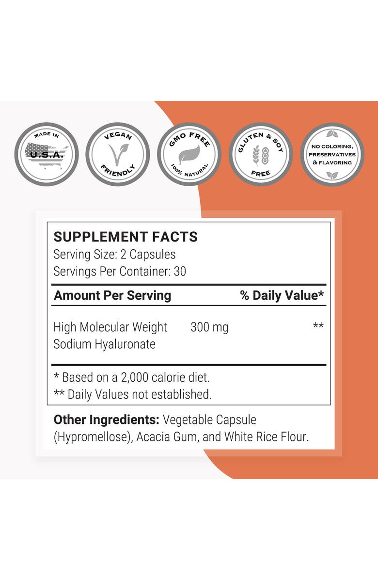 SuperSmart Hyaluronic Acid Supplement, Alternate, color, NO COLOR