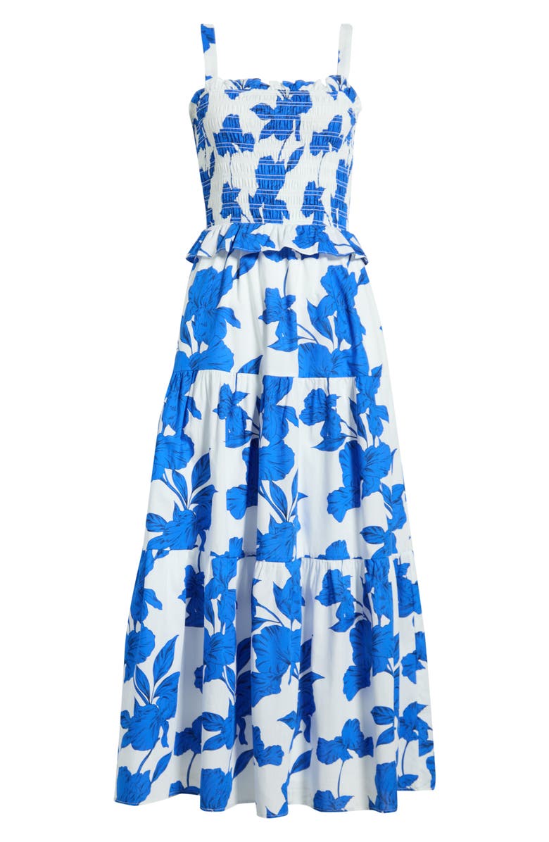 SUGARLIPS Lindsy Smocked Sleeveless Maxi Dress, Alternate, color, White-Blue-Black