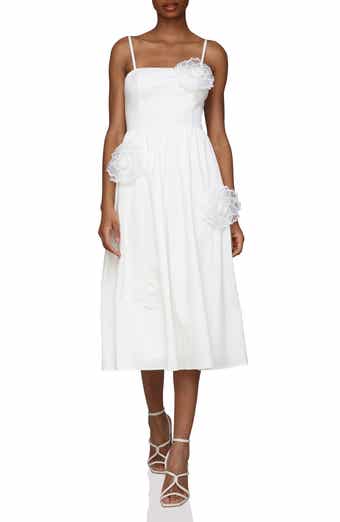 Avec Les Filles Floral Appliqué Midi Dress