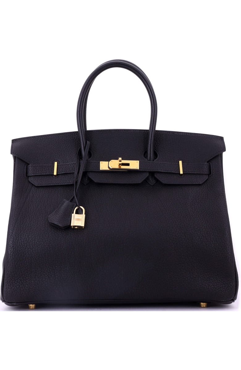 Pre-Owned Hermes Birkin Handbag Black Fjord with Gold Hardware 35, Main, color, Noir
