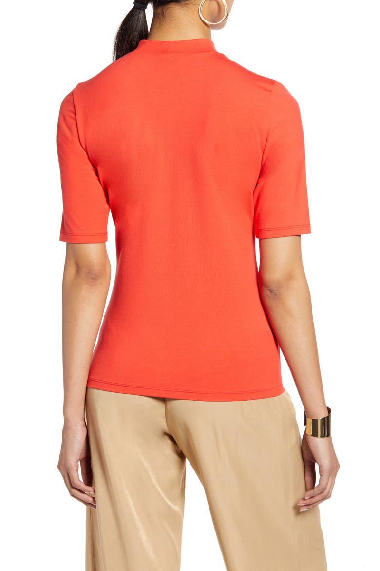Mock Neck Knit Top, Alternate, color, RED POPPY