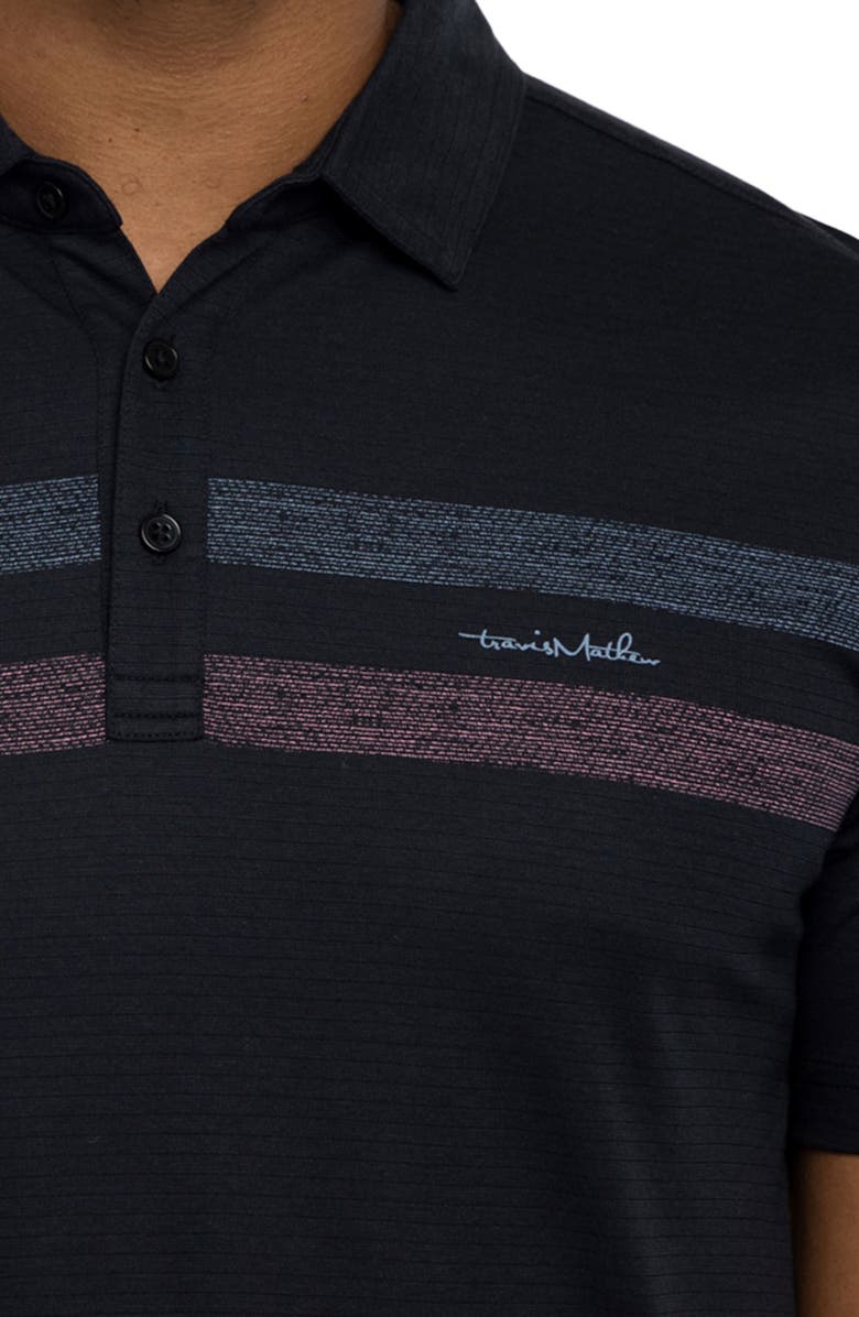 TravisMathew Guided Tour Stripe Polo, Alternate, color, Black