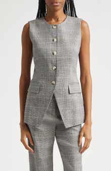Lois Glen Plaid Linen Blend Vest