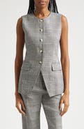 Veronica Beard Lois Glen Plaid Linen Blend Vest