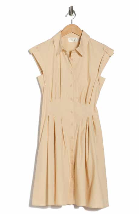 Eliza J Cap Sleeve Cotton Fit & Flare Shirtdress