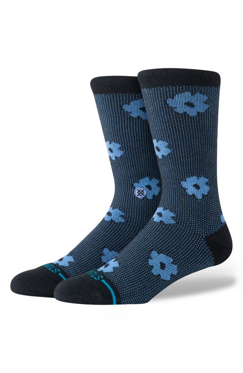 Digital Daisy Jacquard Crew Socks