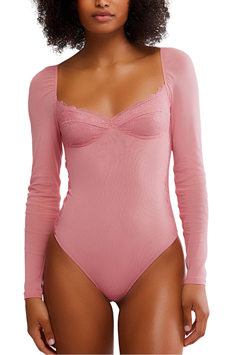 Suddenly Fine Lace Bodysuit, Alternate, color, GLOWING MAUVE