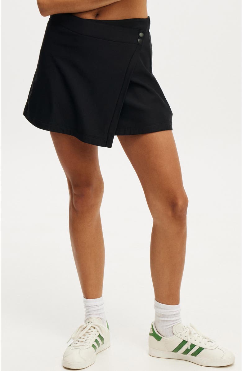 COTTON ON BODY Women's Active Fleece Lined Wrap Skirt, Main, color, Black
